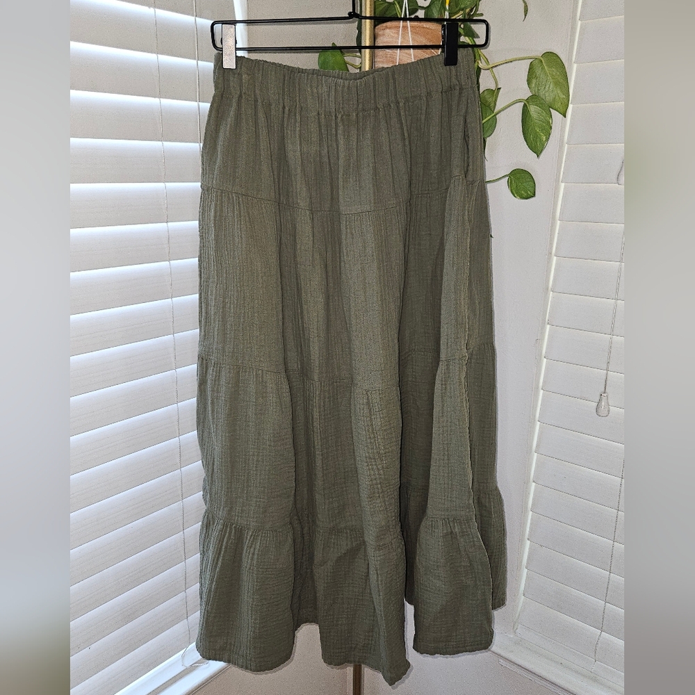 Olive Green Midi Skirt